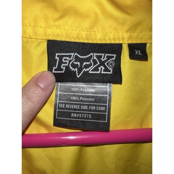 Vintage FOX Windbreaker Jacket Men’s Black Yellow Polyester Sz XL Reflective - Picture 5 of 9